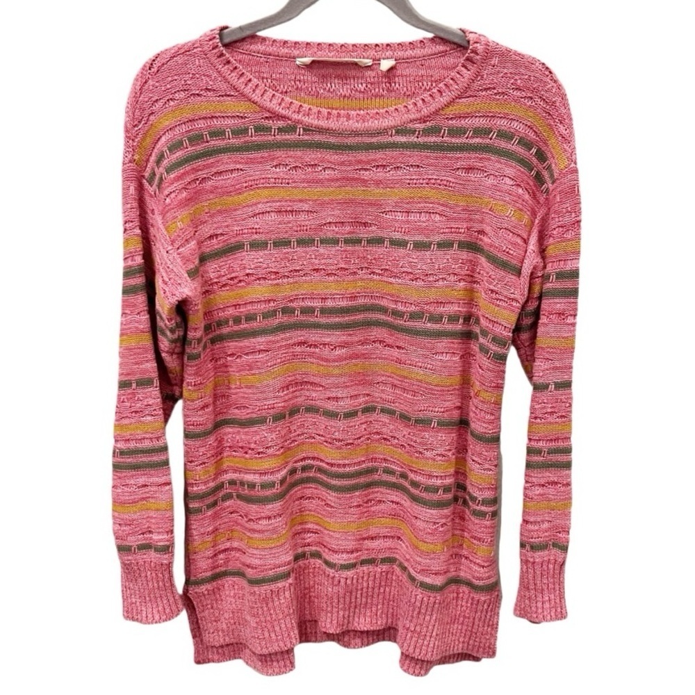 Soft Surroundings Sweater Women's XS Lisabetta Art Stripe Dusty Cedar Blush Pink